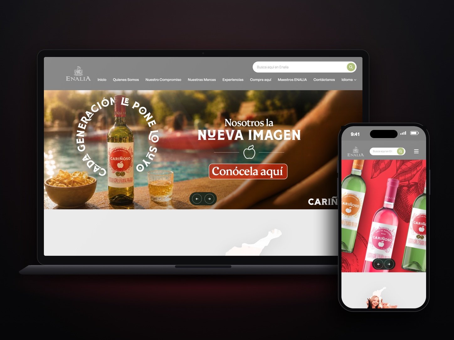 Enalia: website home on desktop and mobile